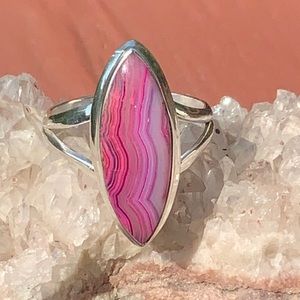 BOUTIQUE LAGUNA LACE AGATE 925 SILVER RING, SZ 7.5